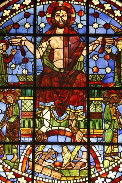 Nationalmuseet for franske monumenter. Gammel kirke af Cordeliers, Chateauroux. Glasmosaikvindue af den sidste dom, Paris, Frankrig af Unbekannt