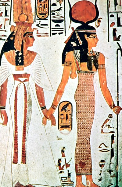 Nefertari og Isis, oldægyptisk vægmaleri fra en thebansk grav, 13. århundrede f.Kr. af Unbekannt