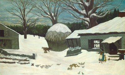 New England Farm om vinteren, 1850 eller senere. af Unbekannt