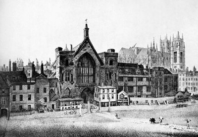 New Palace Yard, Westminster, i det 18. århundrede, c1905 af Unbekannt