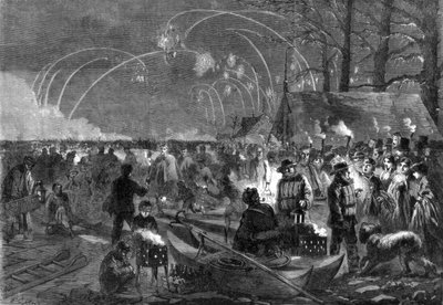 Natscene på Serpentine, London, 1800-tallet af Unbekannt