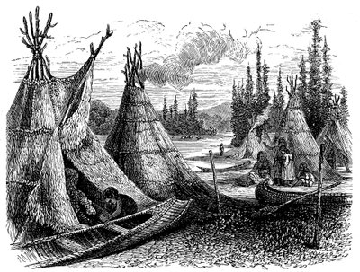 North American Cree indianerbosættelse i sommeren 1874 af Unbekannt