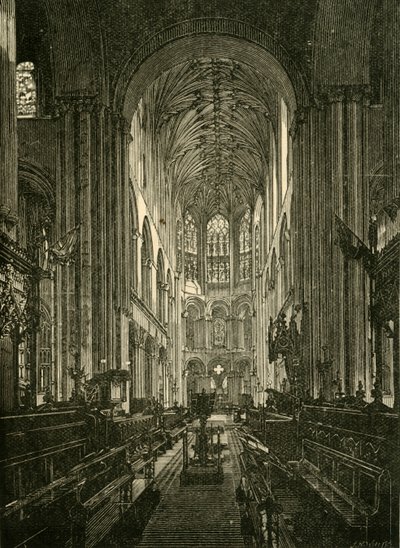 Norwich Cathedral. Koret, ser mod øst, 1898. af Unbekannt