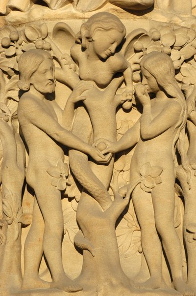 Notre Dame de Paris katedralskulptur: Adam og Eva, Paris, Frankrig af Unbekannt