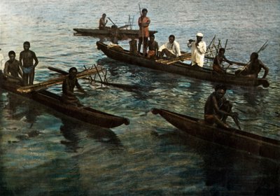 Ny Guinea. Papuanske kanoer, Papua Ny Guinea. Papuanske kanoer, 1900. af Unbekannt