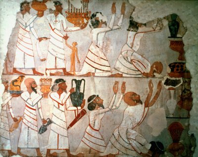 Tilbud Scene, vægmaleri, egyptisk af Unbekannt