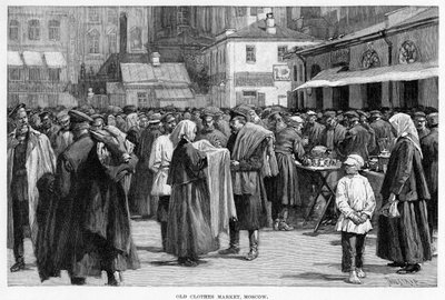 Old Clothes Market, Moskva, c1800-tallet af Unbekannt