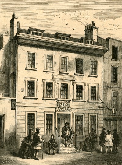 Gammelt hus, der stadig står i Bolt Court, 1897. af Unbekannt