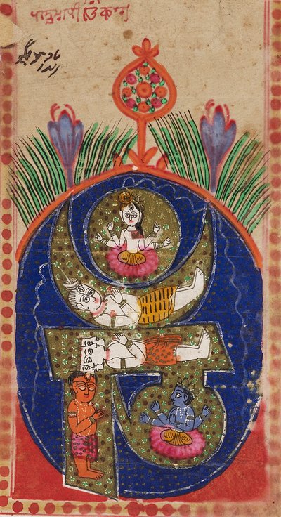 Om mantra indeholdende figurer af guddomme, 1800-tallet af Unbekannt