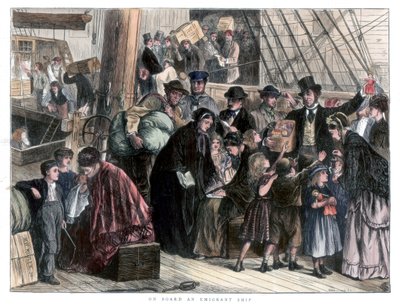 Om bord på emigrantskibet, 1871 af Unbekannt