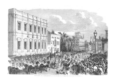 Åbning af parlamentet - The Royal Procession Passing Whitehall., 1854 af Unbekannt