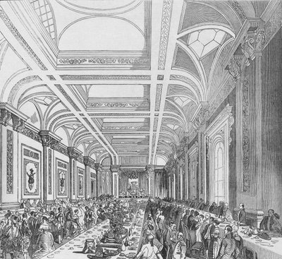 Åbning af den tredje kongelige børs, 1844. Banket i abonnementslokale, 1928 af Unbekannt