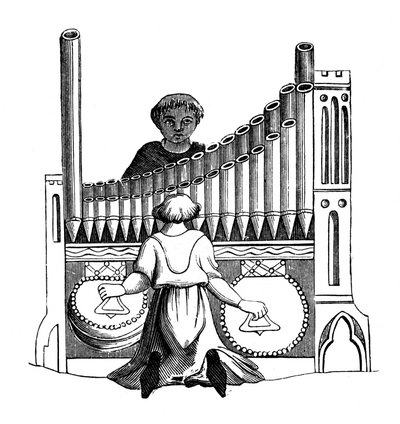 Orgel med et enkelt keyboard, 1300-tallet, 1870 af Unbekannt