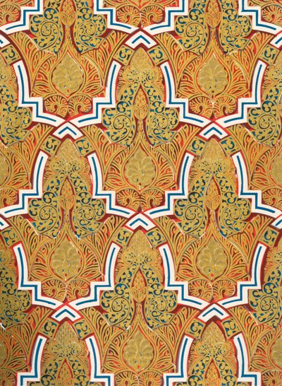Ornament i paneler på væggene, Court of the Mosque, 1907. af Unbekannt