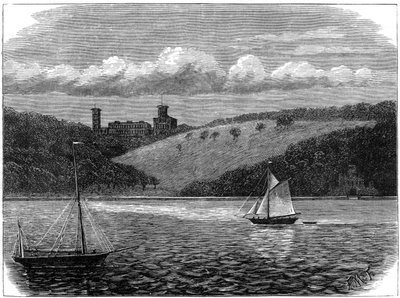 Osborne House, Isle of Wight, set fra havet, slutningen af det 19. århundrede af Unbekannt