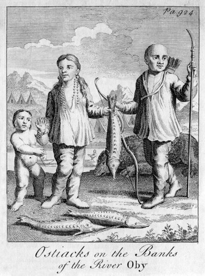 Ostiacks på bredden af floden Oby, ca 1700 af Unbekannt