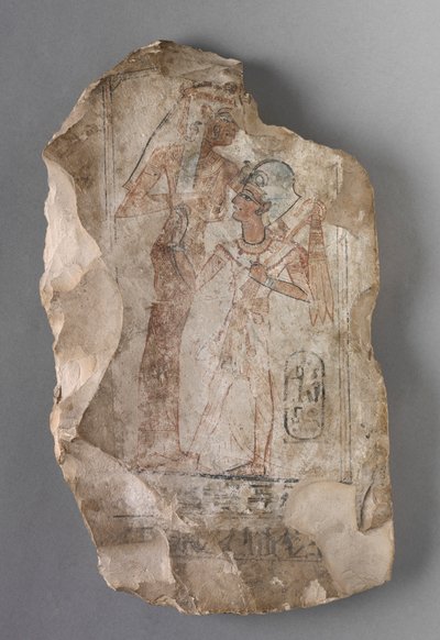 Ostracon: Ramesses II diedes af en gudinde, ca. 1279-1213 f.Kr. af Unbekannt