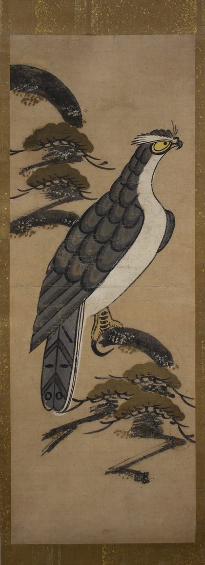 Otsu-e af Falcon on a Pine Tree, 1700-tallet. af Unbekannt