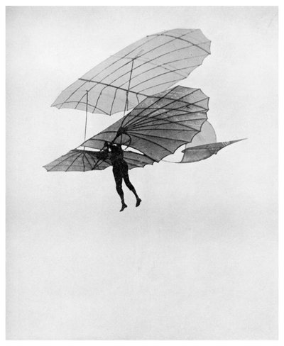 Otto Lilienthal foretager en af sine sidste flyvninger, 1896 1956 af Unbekannt