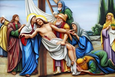 Vor Frue af Fatima kirke. Korsets vej. Station 13. Jesus bliver taget ned fra korset. Ho Chi Minh City. Vietnam af Unbekannt