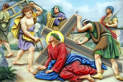 Vor Frue af Fatima kirke. Korsets vej. Station 7. Jesus falder for anden gang. Ho Chi Minh City. Vietnam af Unbekannt