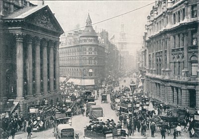 Udenfor Mansion House, City of London, kl. 9, c1901 1901 af Unbekannt