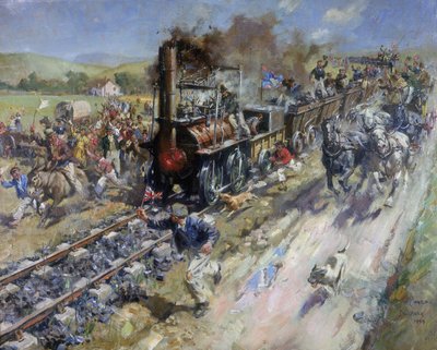 Åbning af den første offentlige linje af Stockton og Darlington Railway af Unbekannt