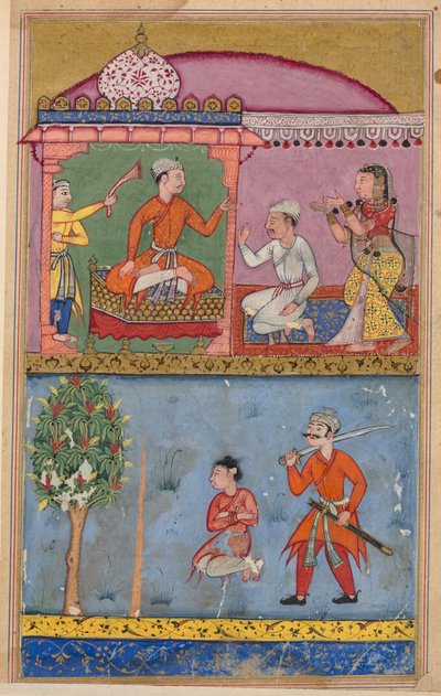 Side fra Tales of a Parrot Tuti-nama: tekstside, ca. 1560. af Unbekannt