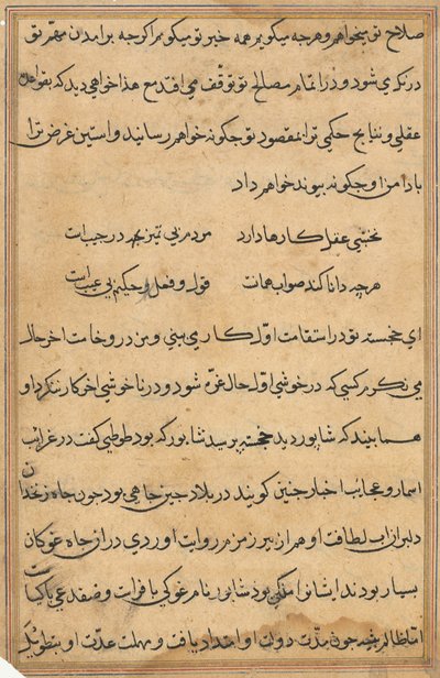 Side fra Tales of a Parrot Tuti-nama: tekstside, ca. 1560. af Unbekannt