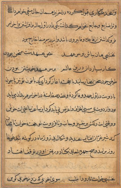 Side fra Tales of a Parrot Tuti-nama: tekstside, ca. 1560. af Unbekannt