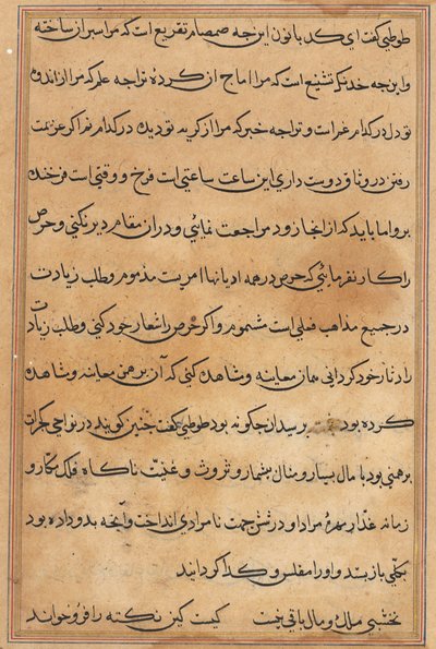 Side fra Tales of a Parrot Tuti-nama: tekstside, ca. 1560. af Unbekannt