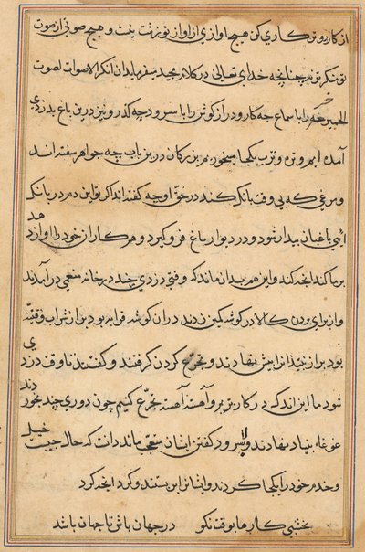 Side fra Tales of a Parrot Tuti-nama: tekstside, ca. 1560. af Unbekannt