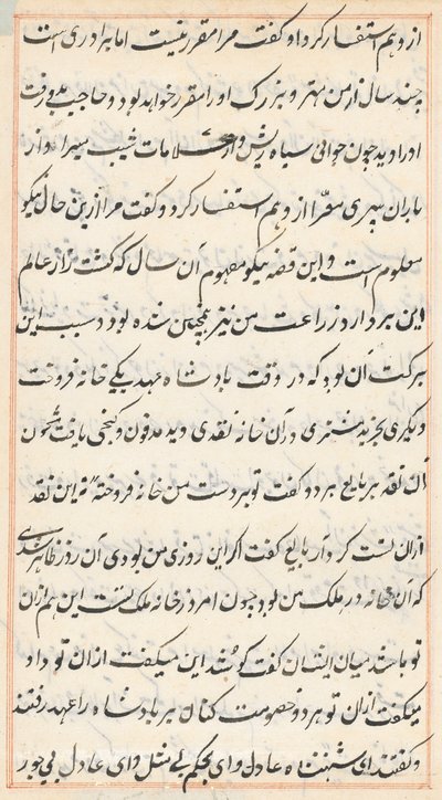Side fra Tales of a Parrot Tuti-nama: tekstside, ca. 1560. af Unbekannt