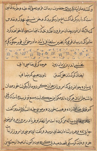 Side fra Tales of a Parrot Tuti-nama: tekstside, ca. 1560. af Unbekannt