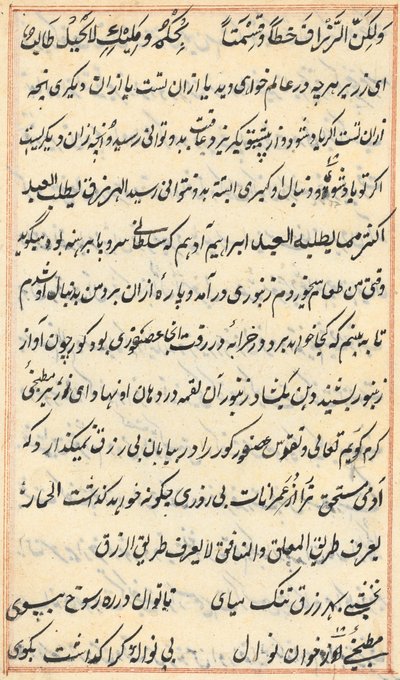 Side fra Tales of a Parrot Tuti-nama: tekstside, ca. 1560. af Unbekannt