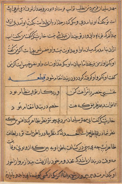 Side fra Tales of a Parrot Tuti-nama: tekstside, ca. 1560. af Unbekannt