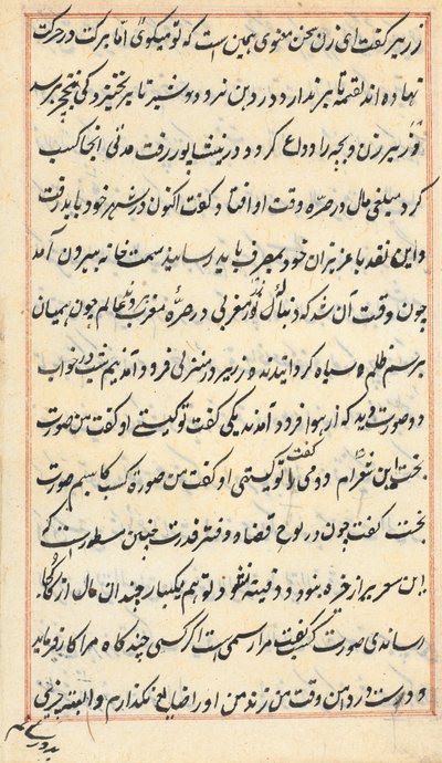 Side fra Tales of a Parrot Tuti-nama: tekstside, ca. 1560. af Unbekannt