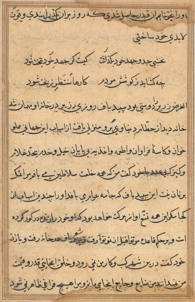Side fra Tales of a Parrot Tuti-nama: tekstside, ca. 1560. af Unbekannt