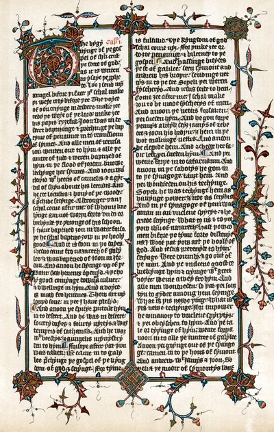Side fra Wycliffes oversættelse af Bibelen til engelsk, c1400 af Unbekannt