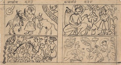 Side fra en spredt Kalpa Sutra Jain-bog over ritualer, ca. 1675. af Unbekannt