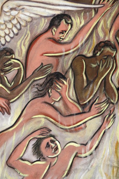 Maleri. Den sidste dom. For helvede, Aneho, Togo af Unbekannt