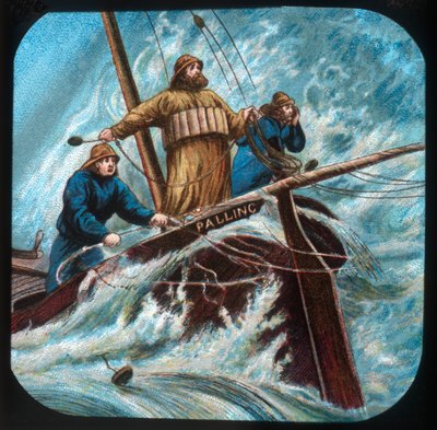 Palling Boat: Throwing the life-line, c1900. af Unbekannt