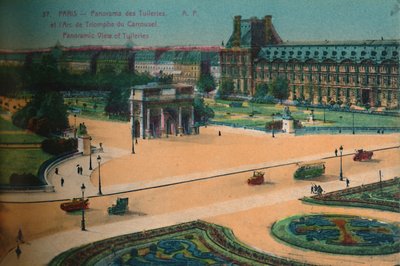 Panoramaudsigt over Tuilerierne og Triumfbuen du Carrousel, Paris, c1920 af Unbekannt