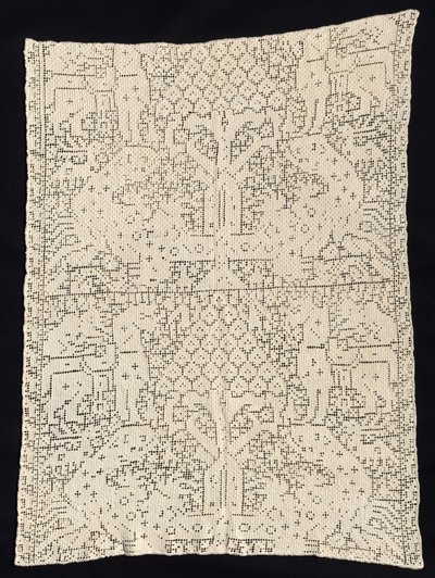 Panel med et mønster af træer og uidentificerede dyr, 1800-tallet. af Unbekannt