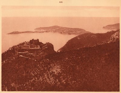 Panorama og Cap Ferrat set fra Grande Corniche, Eze, 1930. af Unbekannt