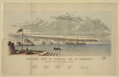Panoramaudsigt over Kronstadt og St. Petersborg af Unbekannt