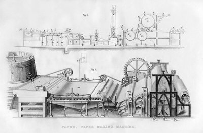 Papirfremstillingsmaskine, 1866 af Unbekannt