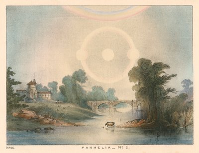 Parhelia hånlige sole kombineret med en glorie og regnbue, 1721 1845 af Unbekannt