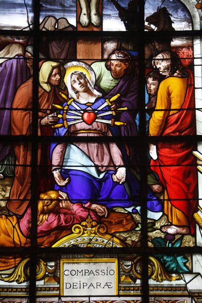 Paris, Frankrig Saint Laurent kirke farvet glas: Marys syv dolorer (sorger), Paris, Frankrig af Unbekannt