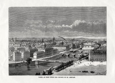 Paris, set fra kirken St Gervais, Frankrig, 1879 af Unbekannt